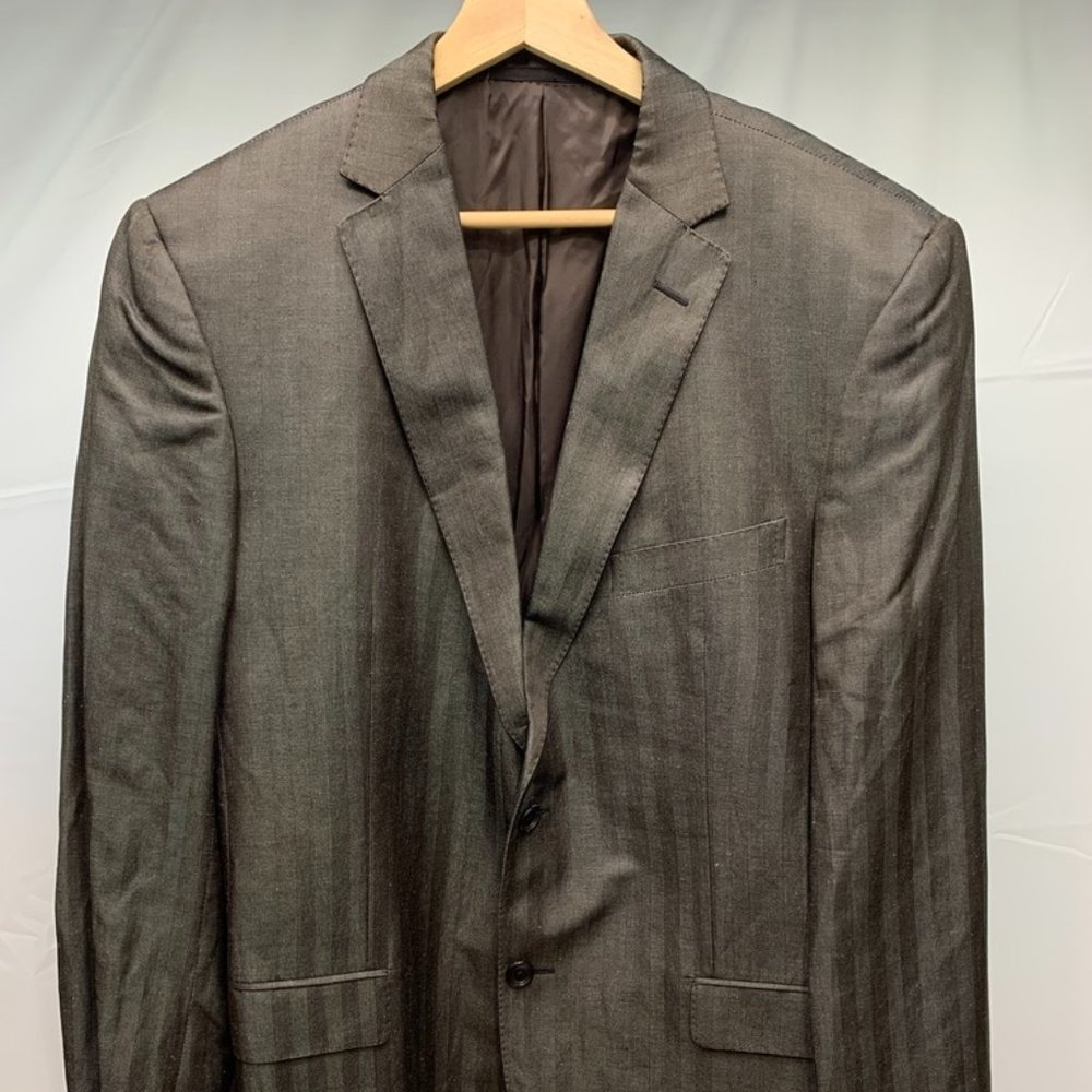 ERMENEGILDO ZZEGNA City Linen Silk Brown Striped Blazer Sports Jacket